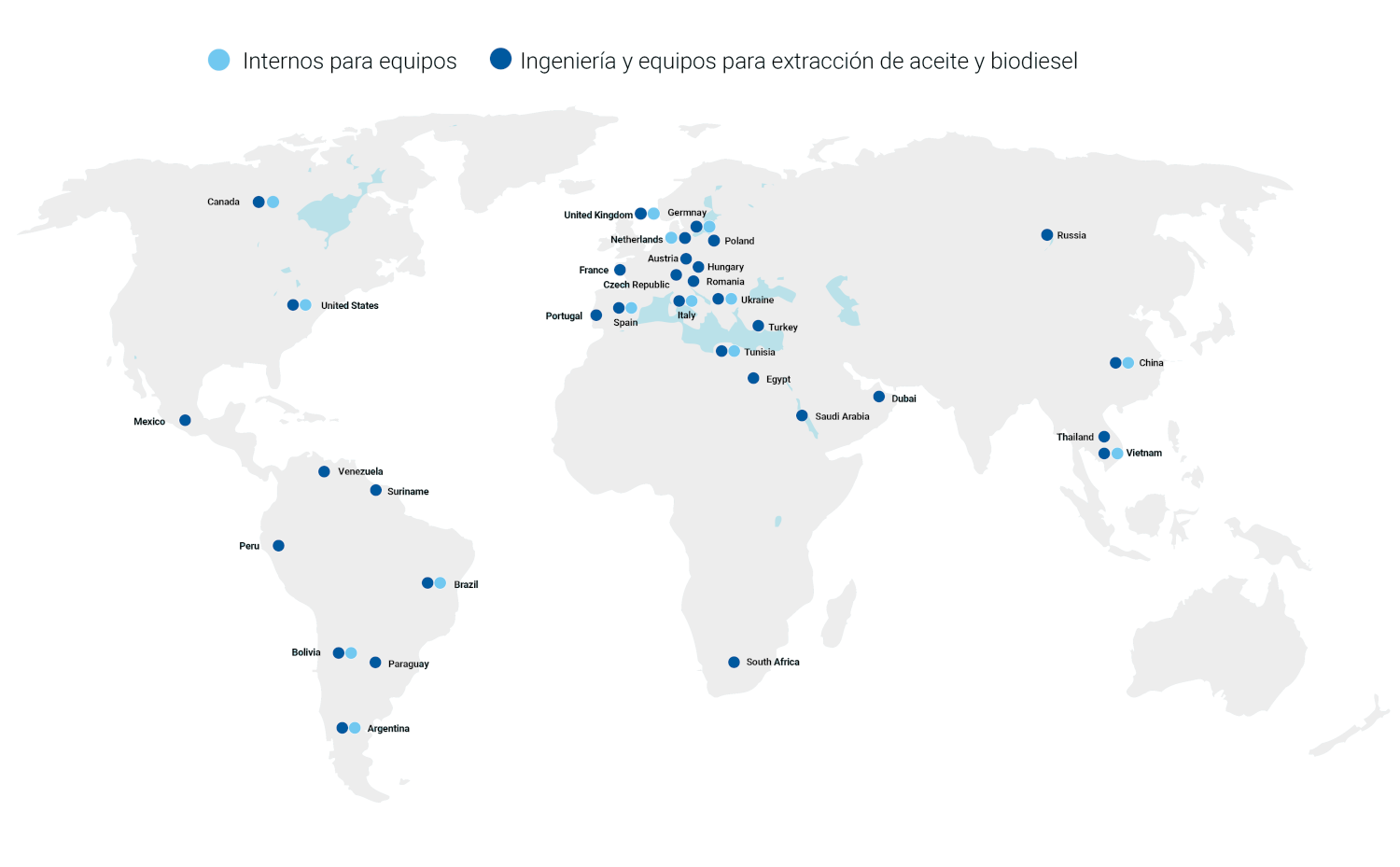 Mapa de proyectos de Plant Design en el mundo
